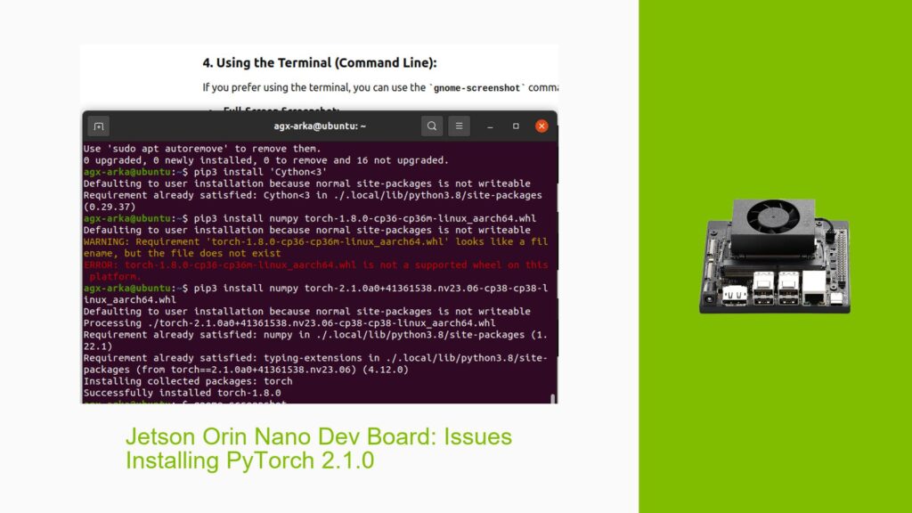 Jetson Orin Nano Dev Board: Issues Installing PyTorch 2.1.0 - Help Docs ...
