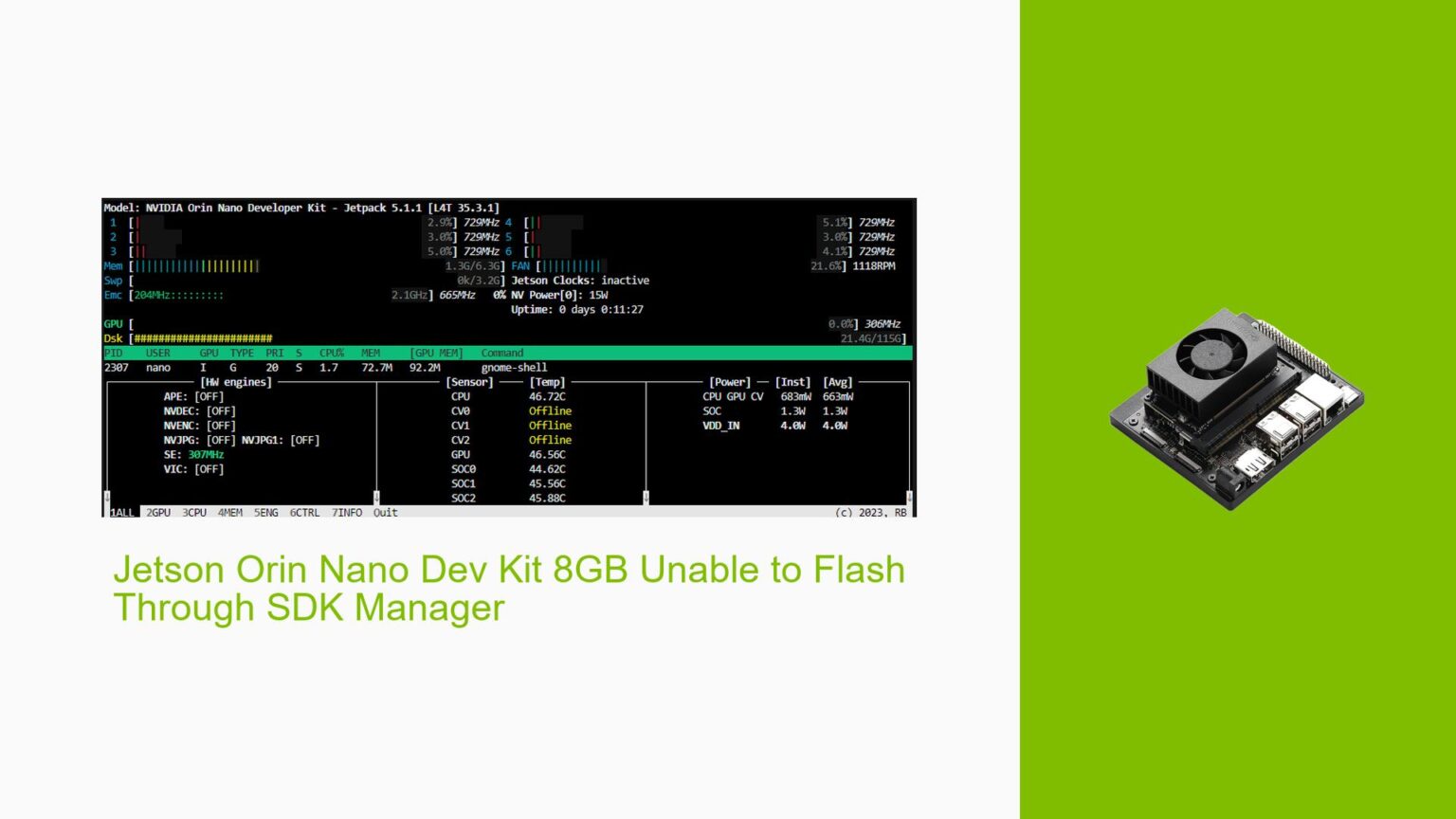 Jetson Orin Nano Dev Kit 8GB Unable to Flash Through SDK Manager - Help ...