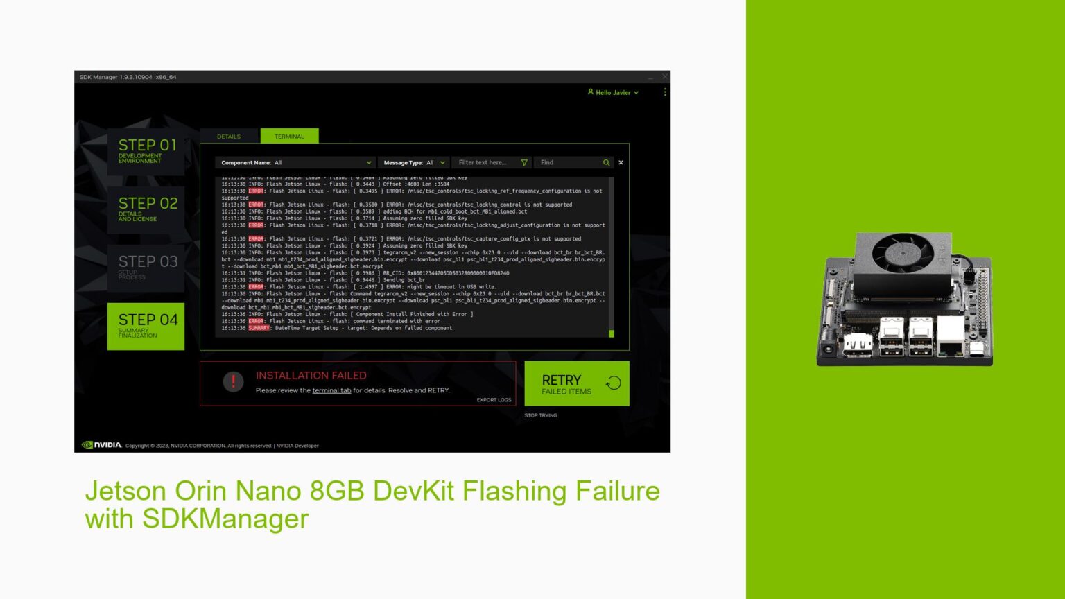 Jetson Orin Nano 8GB DevKit Flashing Failure with SDKManager - Help ...